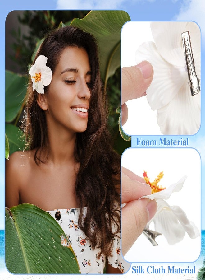 ProSuites 10 Pcs Hawaiian Flower Hair Clips for Women, Plumeria Hibiscus Hair Clips, Artificial Flower Clips 3.5 Inch Hair Accessories for Vacation Party Beach Seaside - Image 3